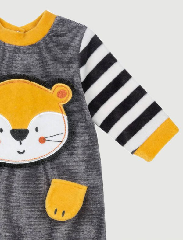 Tutina in ciniglia Chicco - grigio giallo