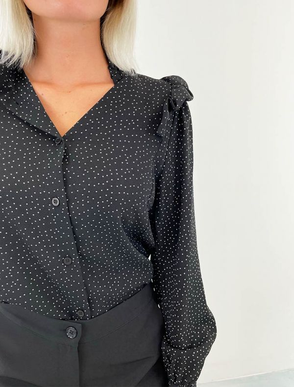 Camicia manica lunga Artigli - nero panna