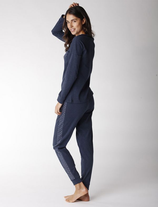 Pigiama lungo Lovable - blu melange