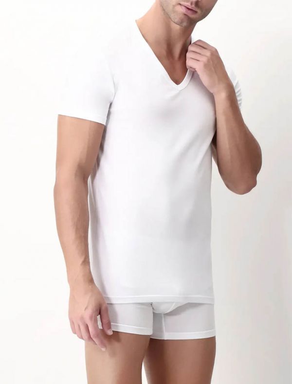 Maglia manica corta in cotone Perofil - bianco