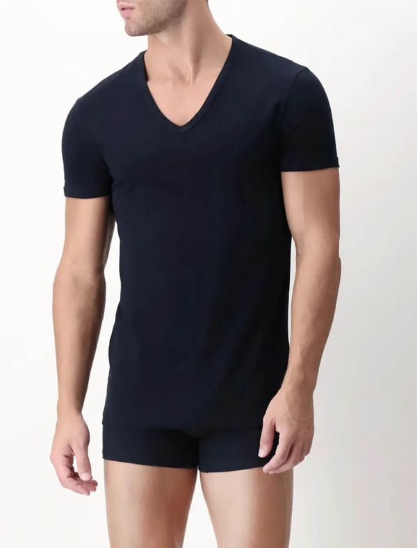 Maglia manica corta in cotone Perofil - blu