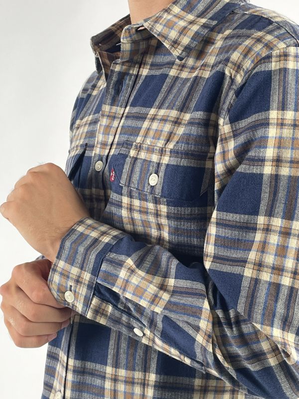 Camicia manica lunga flanella Levi's - blu beige