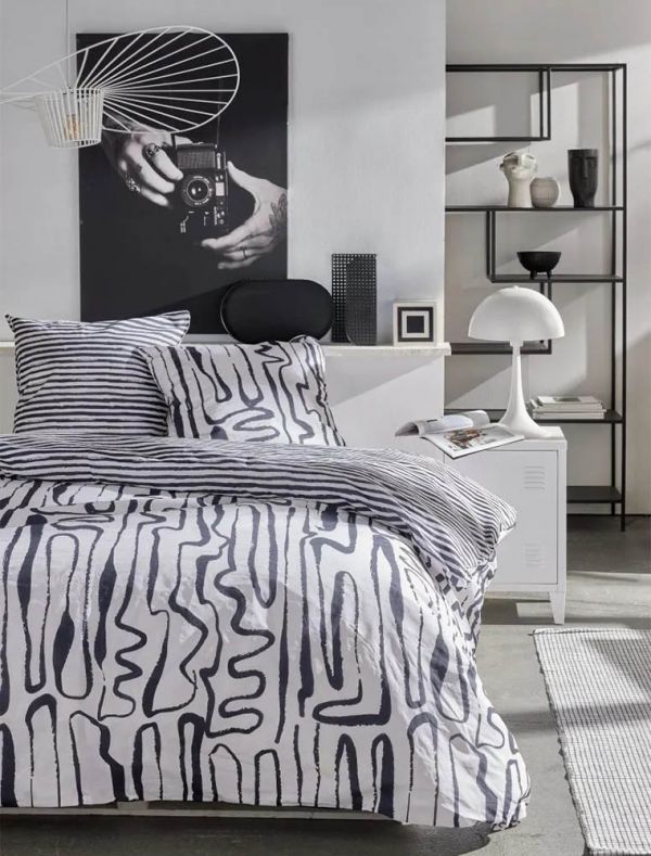 Copripiumino 2 piazze Bianca-sisu - bianco nero