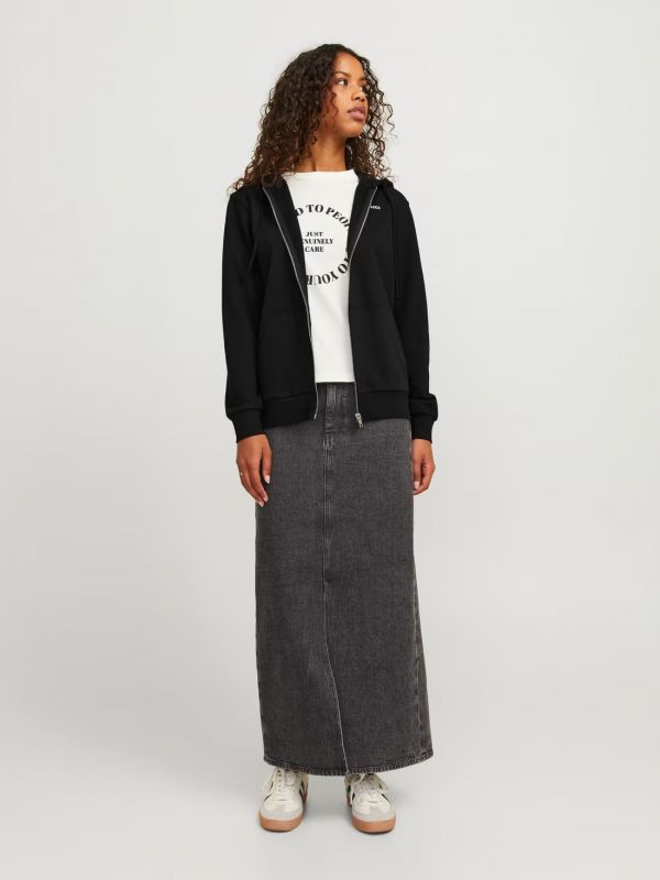 MAGLIA IN FELPA CON ZIP E CAPPUCCIO Jjxx - black