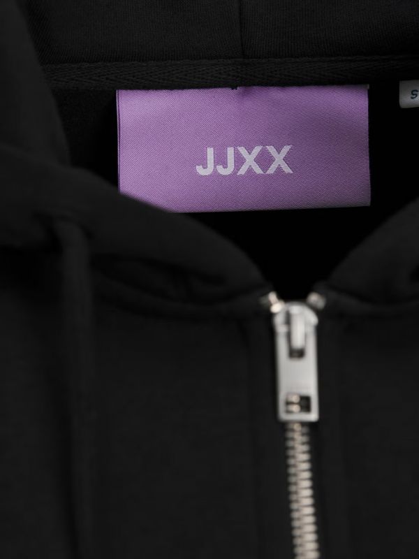 MAGLIA IN FELPA CON ZIP E CAPPUCCIO Jjxx - black