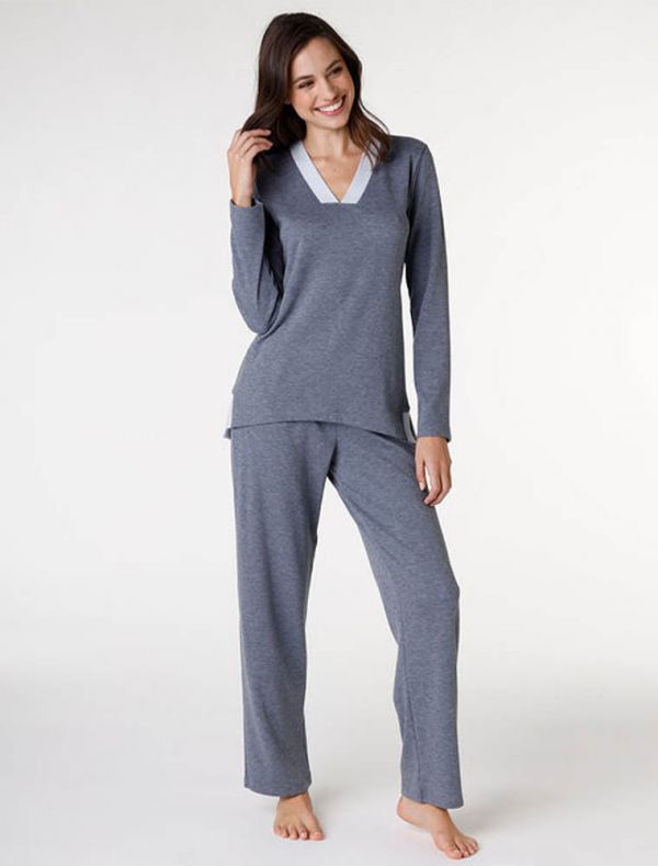 Pigiama lungo Lovable - blu melange