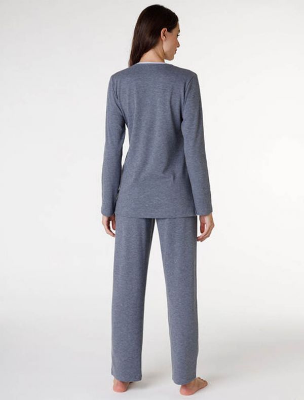 Pigiama lungo Lovable - blu melange