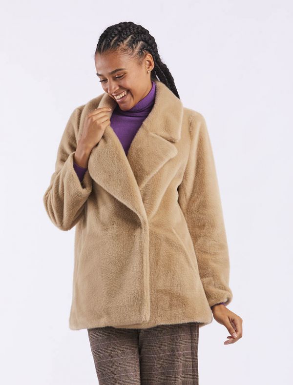 Giaccone ecopelliccia Diana Gallesi - beige