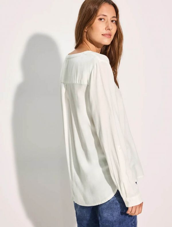 Blusa. scollo a v con bottoni - burro