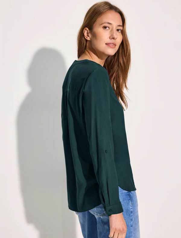 Blusa. scollo a v con bottoni - verde