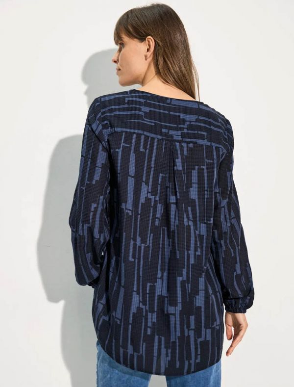 Maglia maniche lunghe. scollo a v - blu