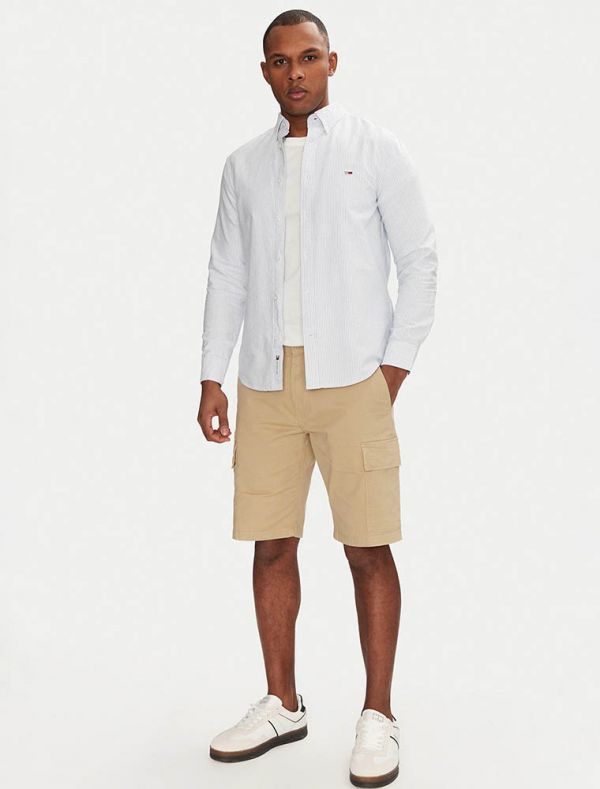 Camicia manica lunga casual Tommy Jeans - bianco azzurro