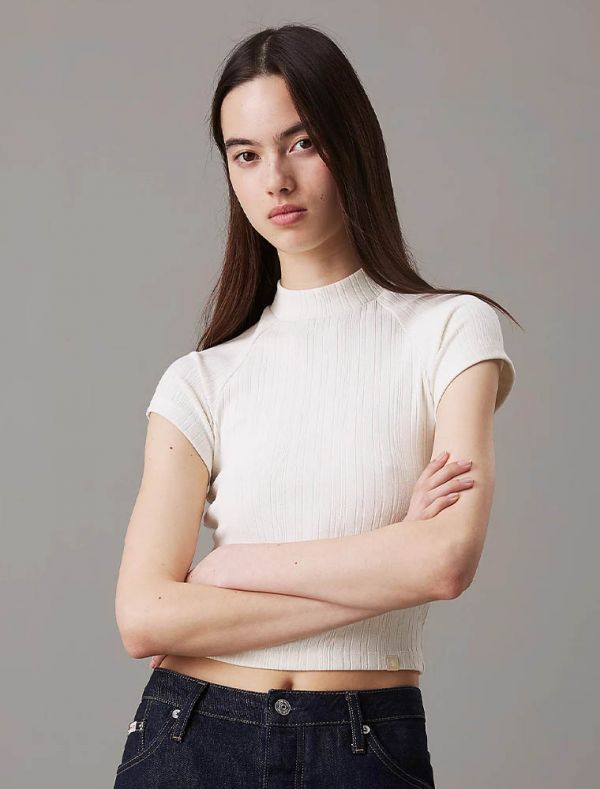 T-shirt manica corta Calvin Klein - avorio