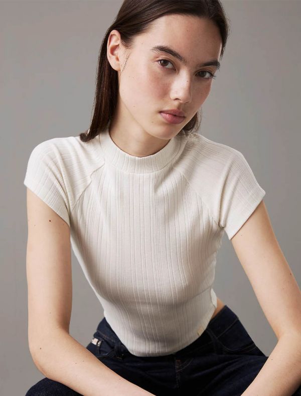 T-shirt manica corta Calvin Klein - avorio