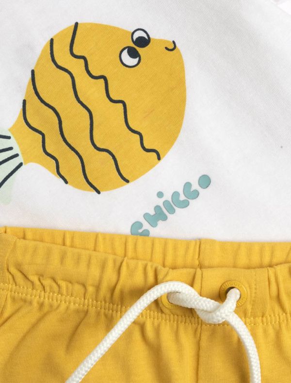 Completo maglia e pantalone corto Chicco - bianco giallo