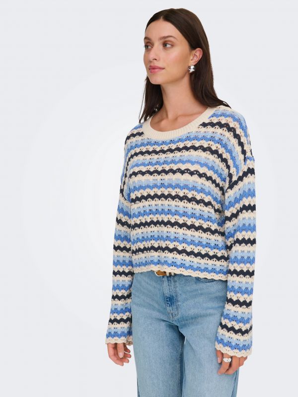 Maglia manica lunga Only - bianco blu cielo