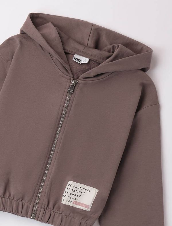 Maglia in felpa aperta I Do - cacao