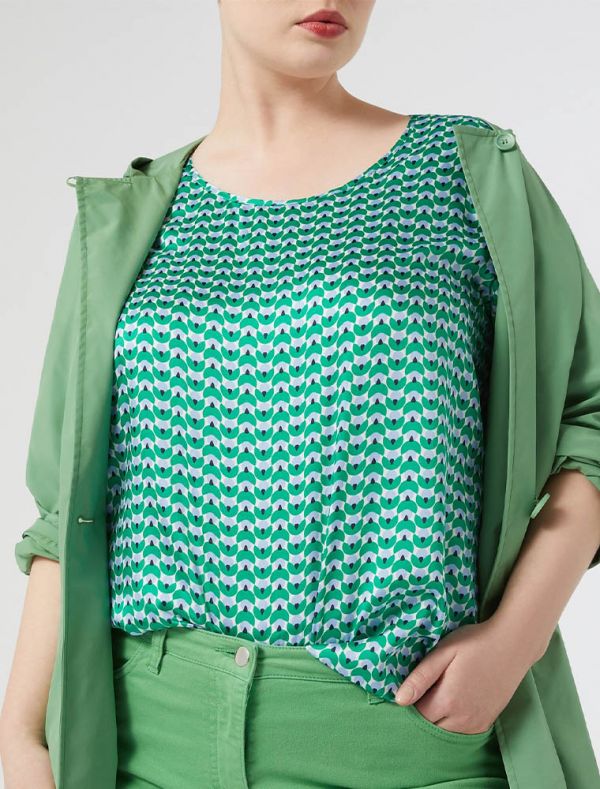 Camicia manica corta curvy Persona Now - verde azzurro