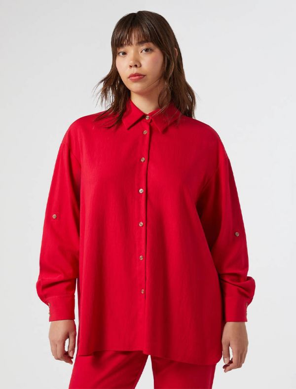 Camicia manica lunga curvy Persona Now - rosso