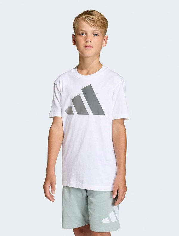 T-shirt manica corta sportiva Adidas - bianco grigio