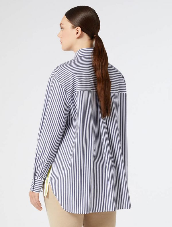Camicia manica lunga curvy Persona - bianco blu