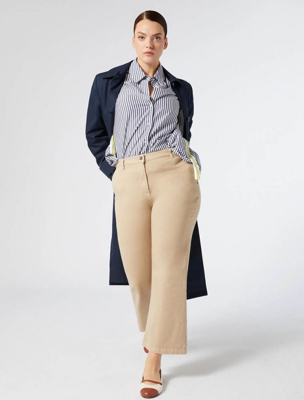 Camicia manica lunga curvy Persona - bianco blu