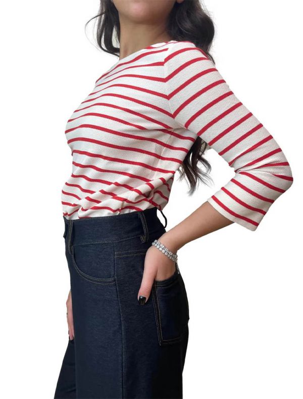 Maglia manica lunga Pennyblack - avorio rosso