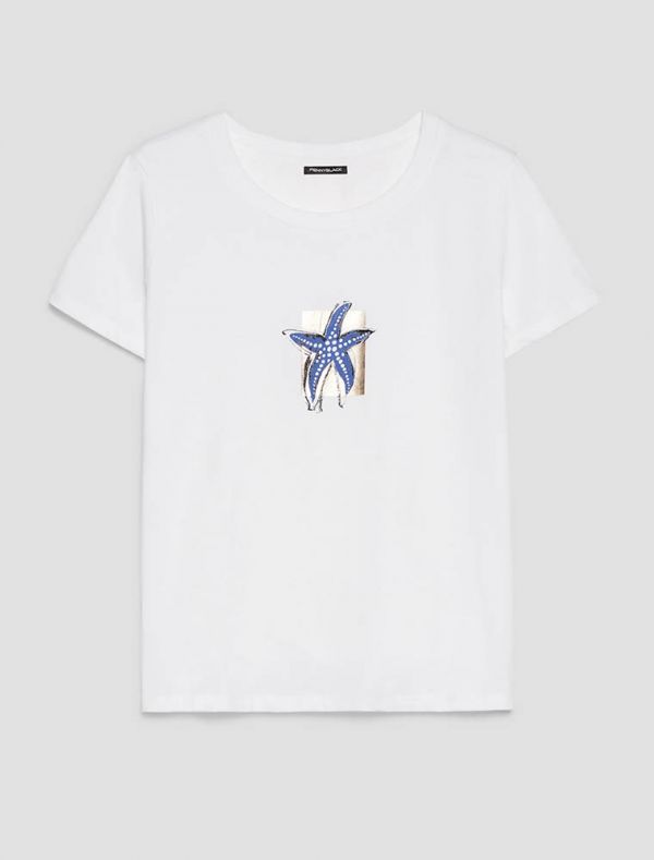 T-shirt manica corta Pennyblack - bianco blu