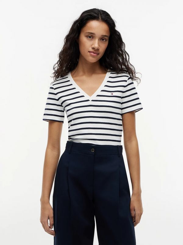 T-shirt manica corta Tommy Hilfiger - bianco blu