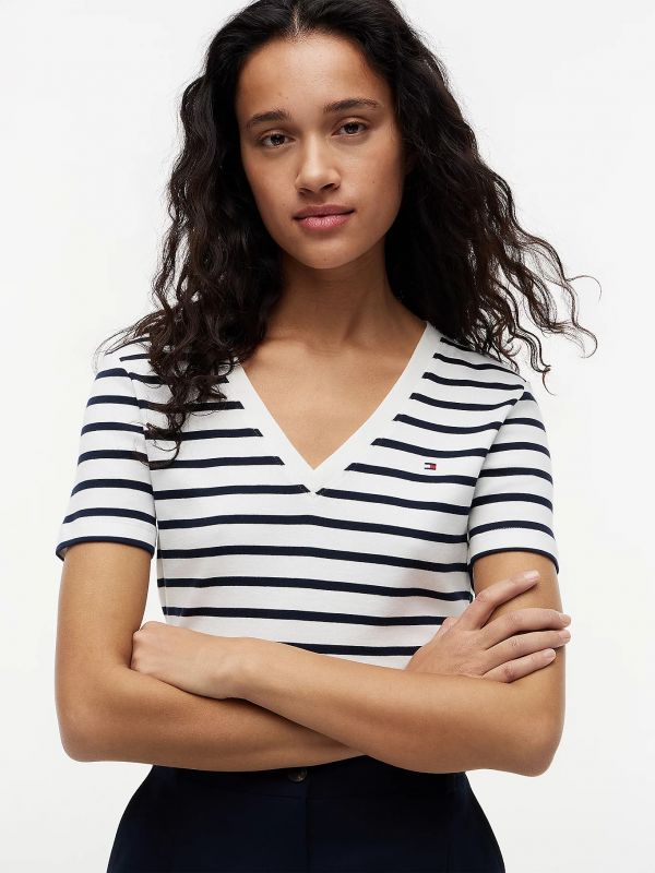 T-shirt manica corta Tommy Hilfiger - bianco blu