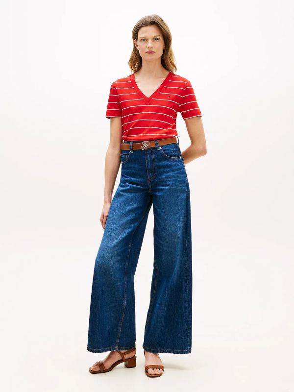 T-shirt manica corta Tommy Hilfiger - rosso bianco