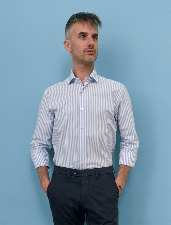 Camicia manica lunga Xacus - azzurro bianco