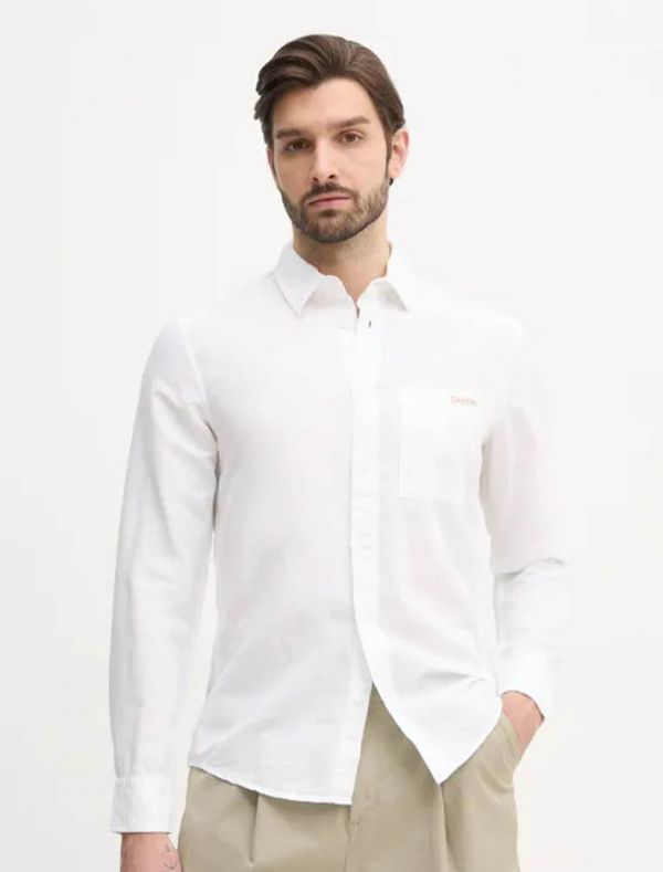 Camicia manica lunga lino Calvin Klein - white