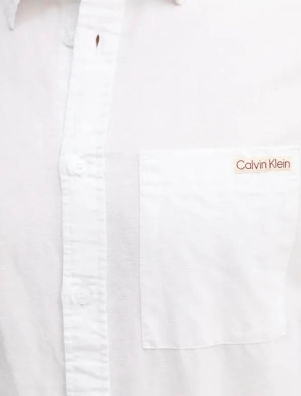 Camicia manica lunga lino Calvin Klein - white