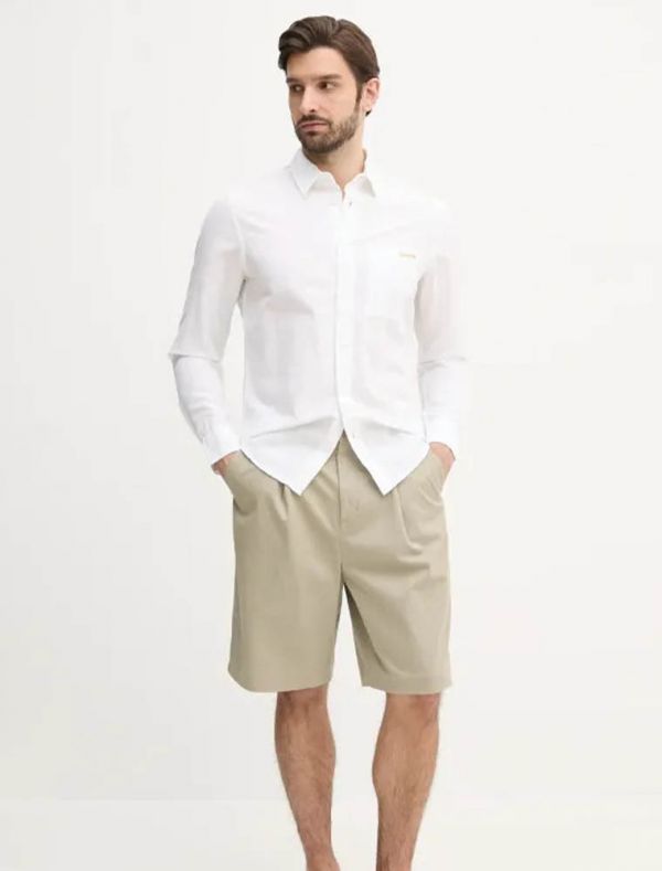 Camicia manica lunga lino Calvin Klein - white