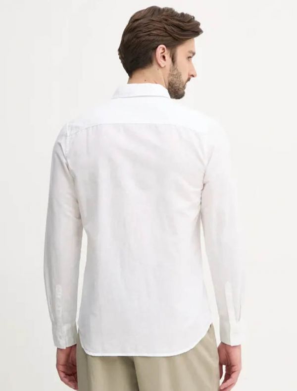 Camicia manica lunga lino Calvin Klein - white
