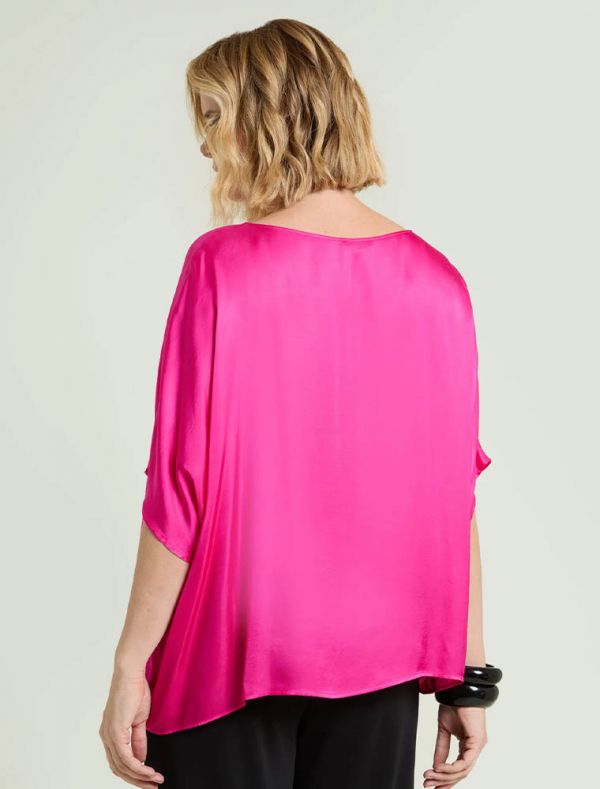 Camicia manica corta curvy Luisa Viola - fuxia