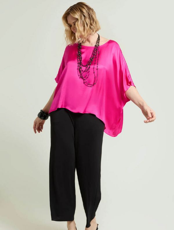 Camicia manica corta curvy Luisa Viola - fuxia