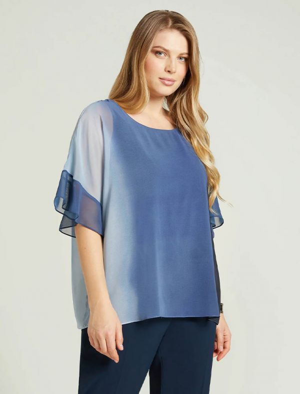 Camicia manica corta curvy Luisa Viola - azzurro