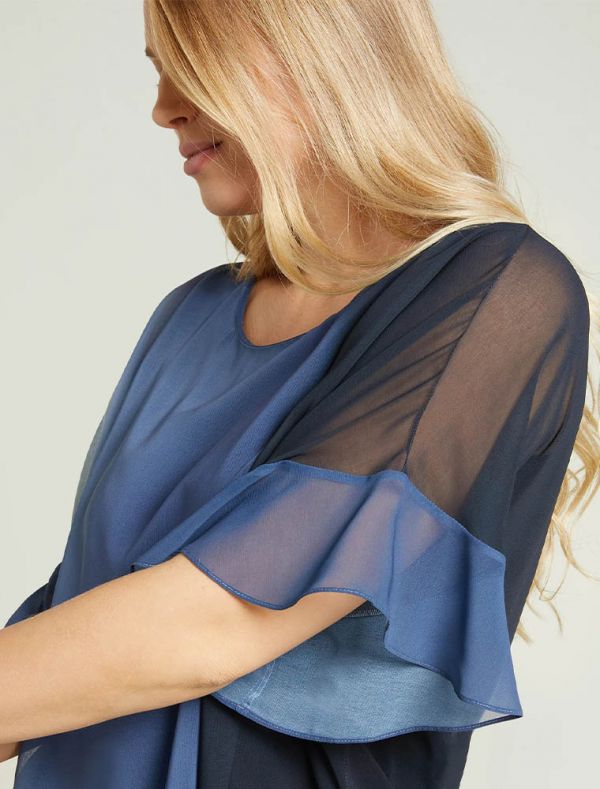 Camicia manica corta curvy Luisa Viola - azzurro