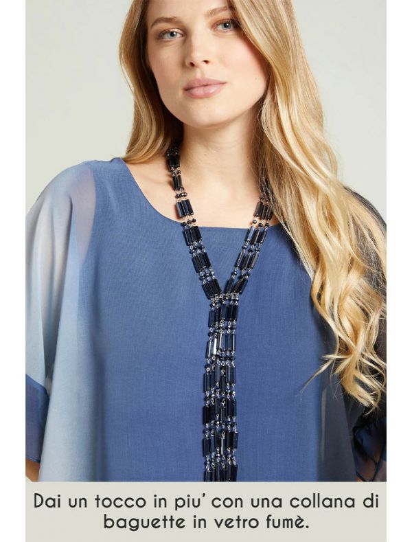 Camicia manica corta curvy Luisa Viola - azzurro