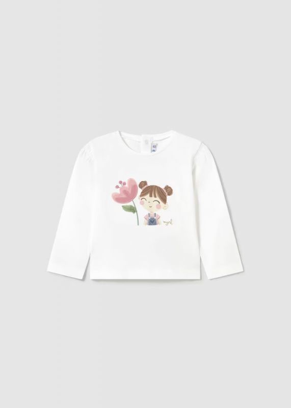 T-shirt manica lunga Mayoral - bianco rosa