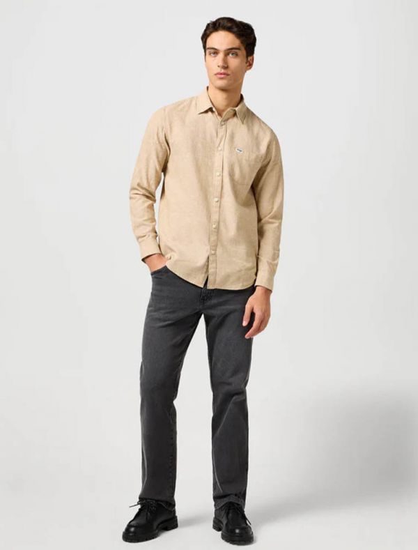 Camicia manica lunga casual Wrangler - beige