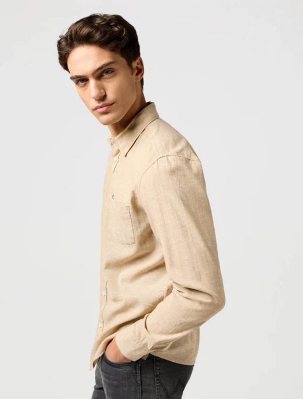 Camicia manica lunga casual Wrangler - beige