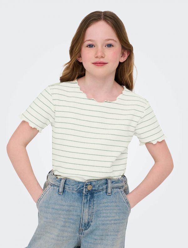 T-shirt manica corta Only - bianco verde
