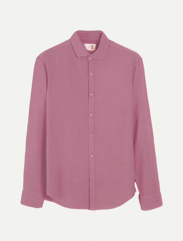 Camicia manica lunga lino Qb24 - rosa antico