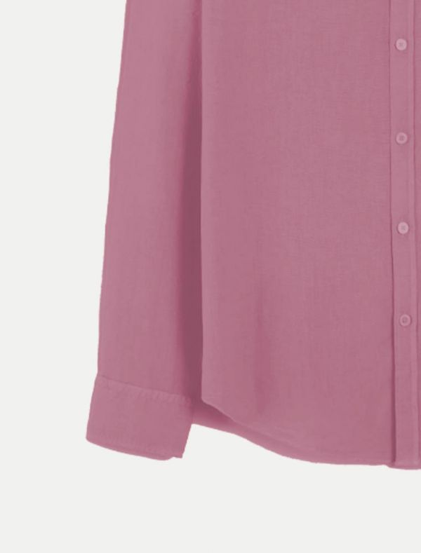 Camicia manica lunga lino Qb24 - rosa antico