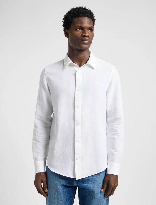 Camicia manica lunga lino Lee - bright white