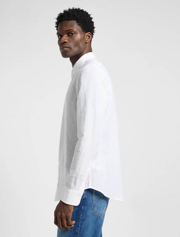 Camicia manica lunga lino Lee - bright white