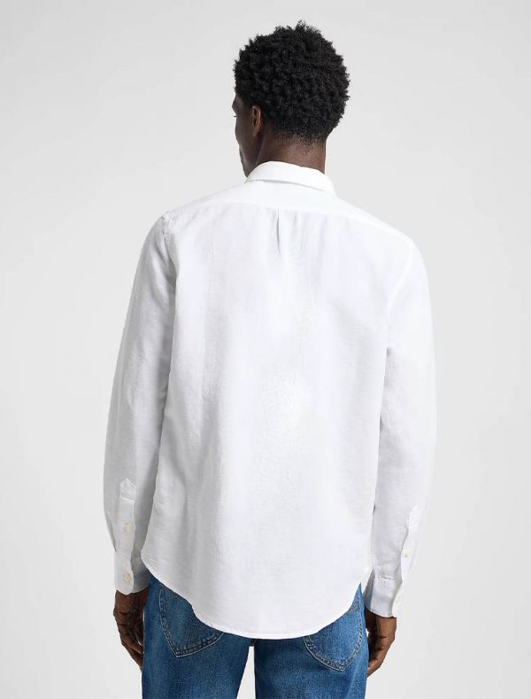 Camicia manica lunga lino Lee - bright white